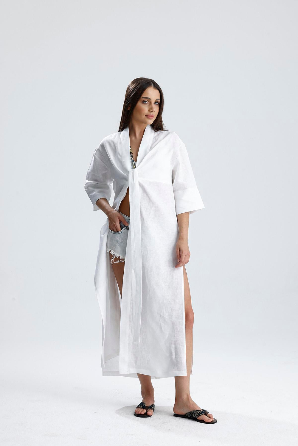 Sierra Beyaz Gece/Gündüz Kimono