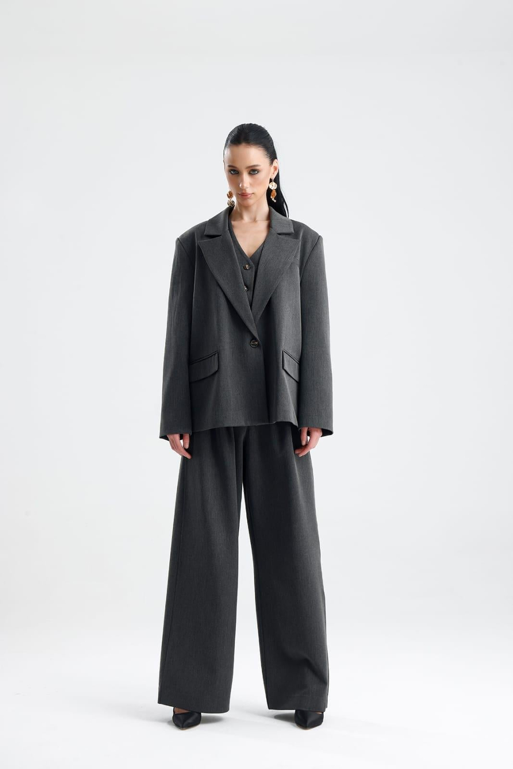 SPELLO Kadın Gri Oversize Ceket