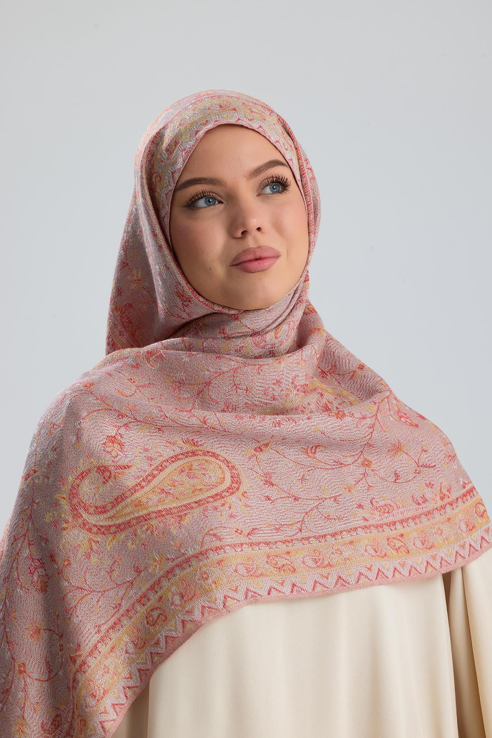 Cashmere Collection - Creamy Pink / Dokuma Kaşmir Şal (Yeni Sezon)