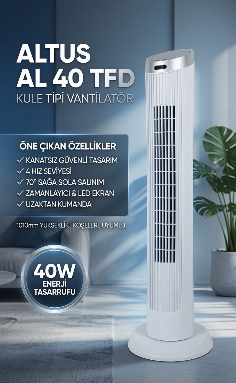 Altus AL 40 TFD Uzaktan Kumandalı Kule Tipi Vantilatör