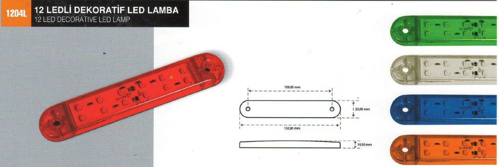12 LED ÇİFT SIRA DEKOR LAMBASI (LEDLİ) KIRMIZI