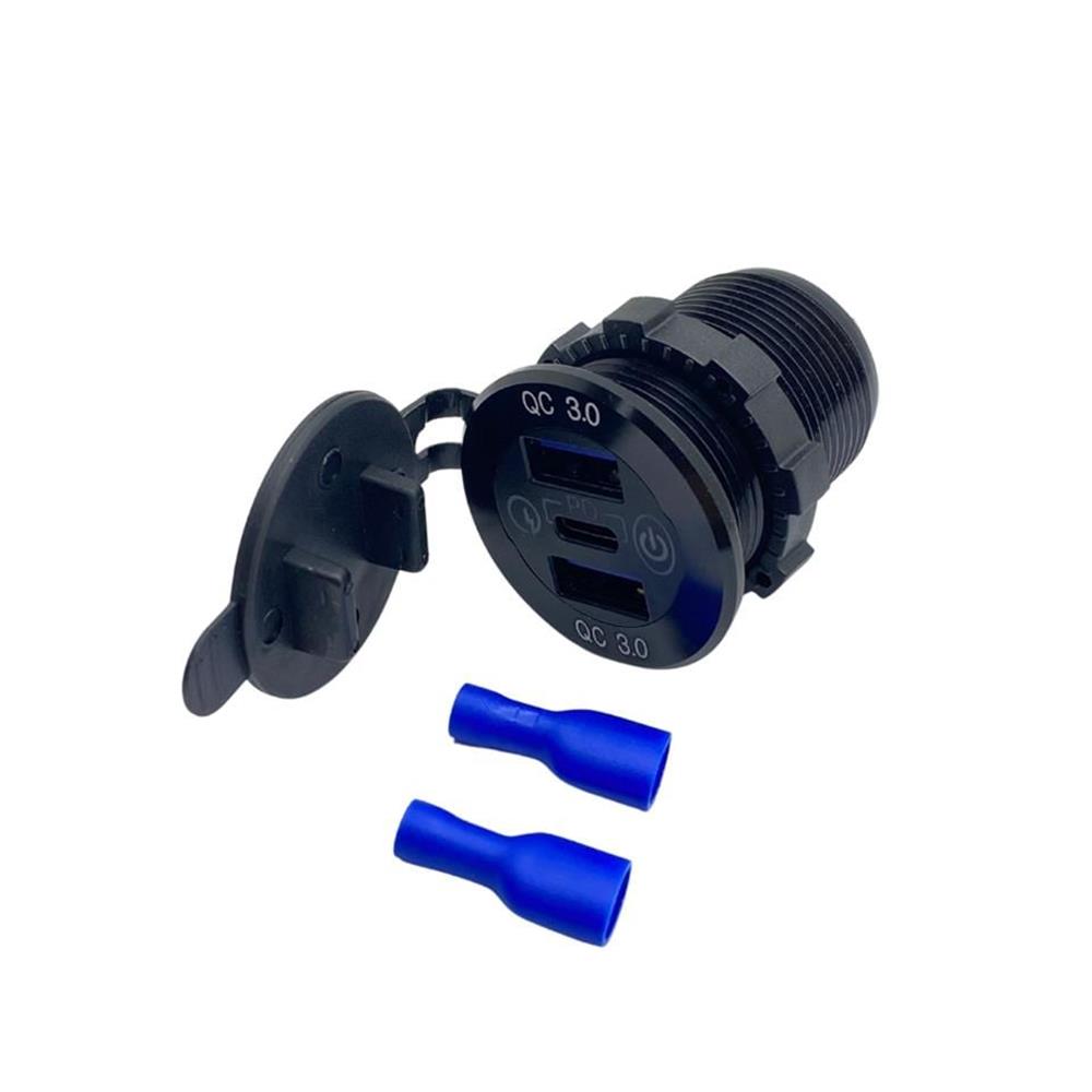12V 24V DC USB QC3.0 Type-C PD Şarj Port Dokunmatik Anahtarlı Yuvarlak