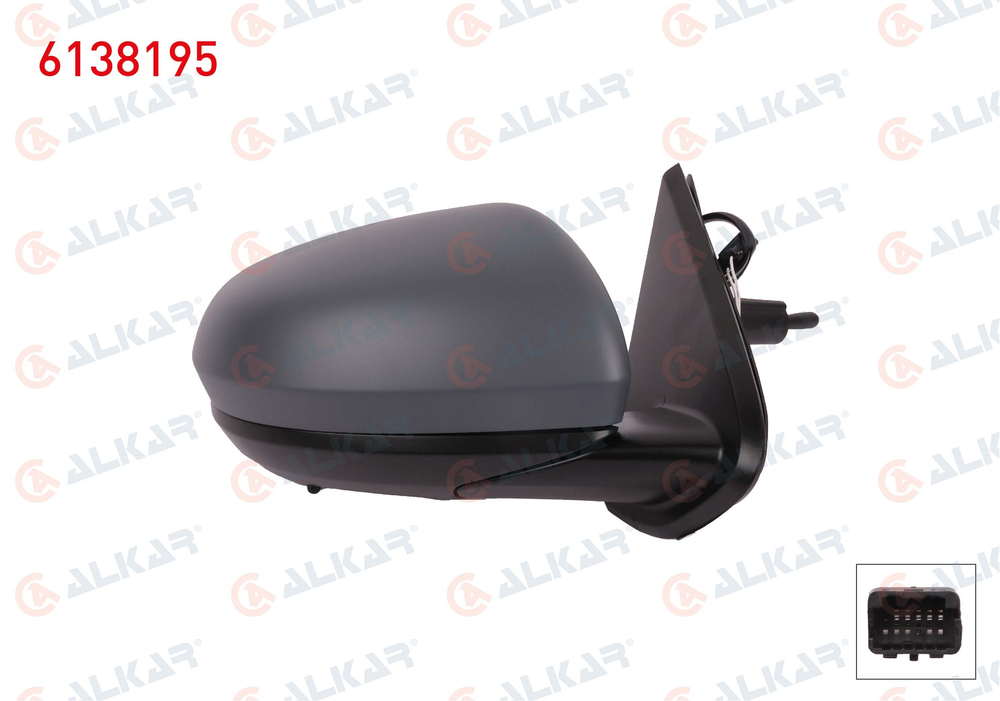 ALKAR 6138195 | Dış Dikiz Aynası Sağ Mekanik Astarlı Sensörlü 2 Pin Dacia Duster 2017 -
