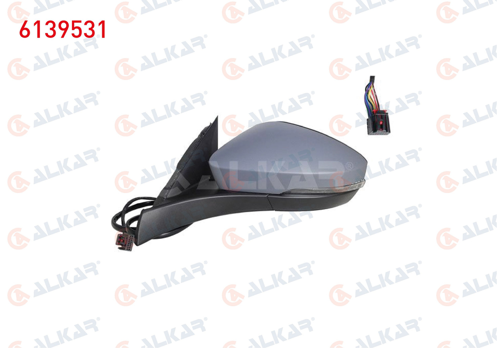 ALKAR 6139531 | Dış Dikiz Aynası Sol Elektrikli Asferık Isıtmalı Astarlı Sinyalli 6 Pin Volkswagen T-Roc (A11) 2017 -
