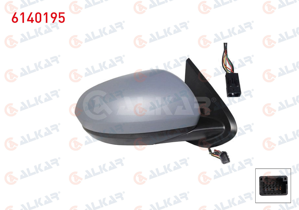 ALKAR 6140195 | Dış Dikiz Aynası Sağ Elektrikli Isıtmalı Astarlı Sensörlü 7 Pin Dacia Duster 2017 -