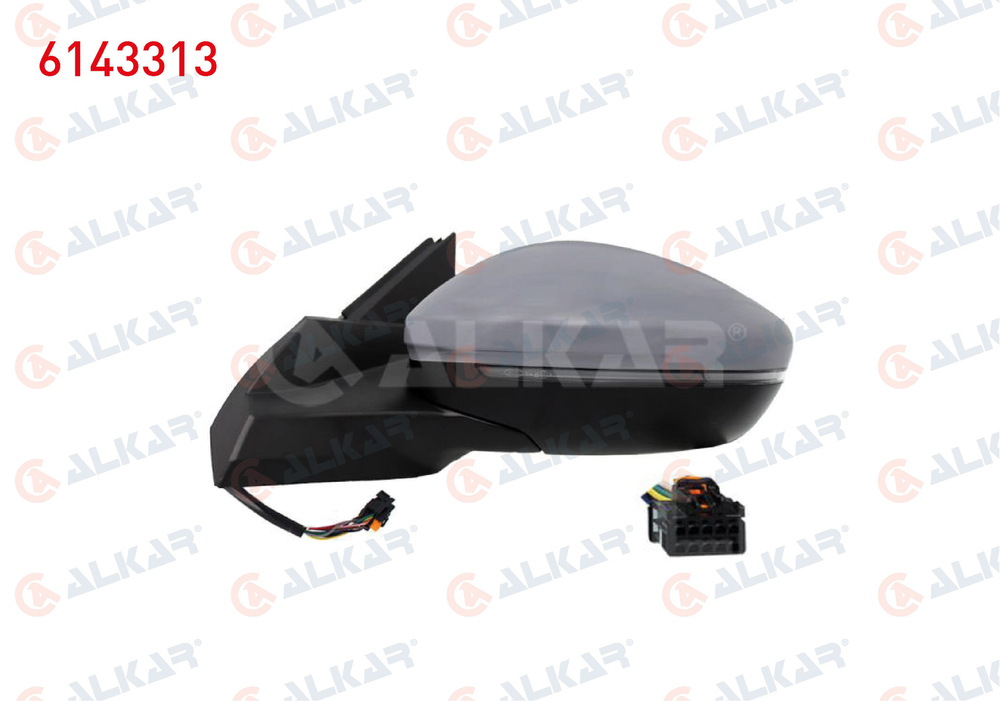 ALKAR 6143313 | Dış Dikiz Aynası Sol Elektrikli Isıtmalı Astarlı Otomatik Katlanır Sinyalli Alt Aydınlatmalı Led 10 Pin Peugeot 2008 II (U_) 2019 -