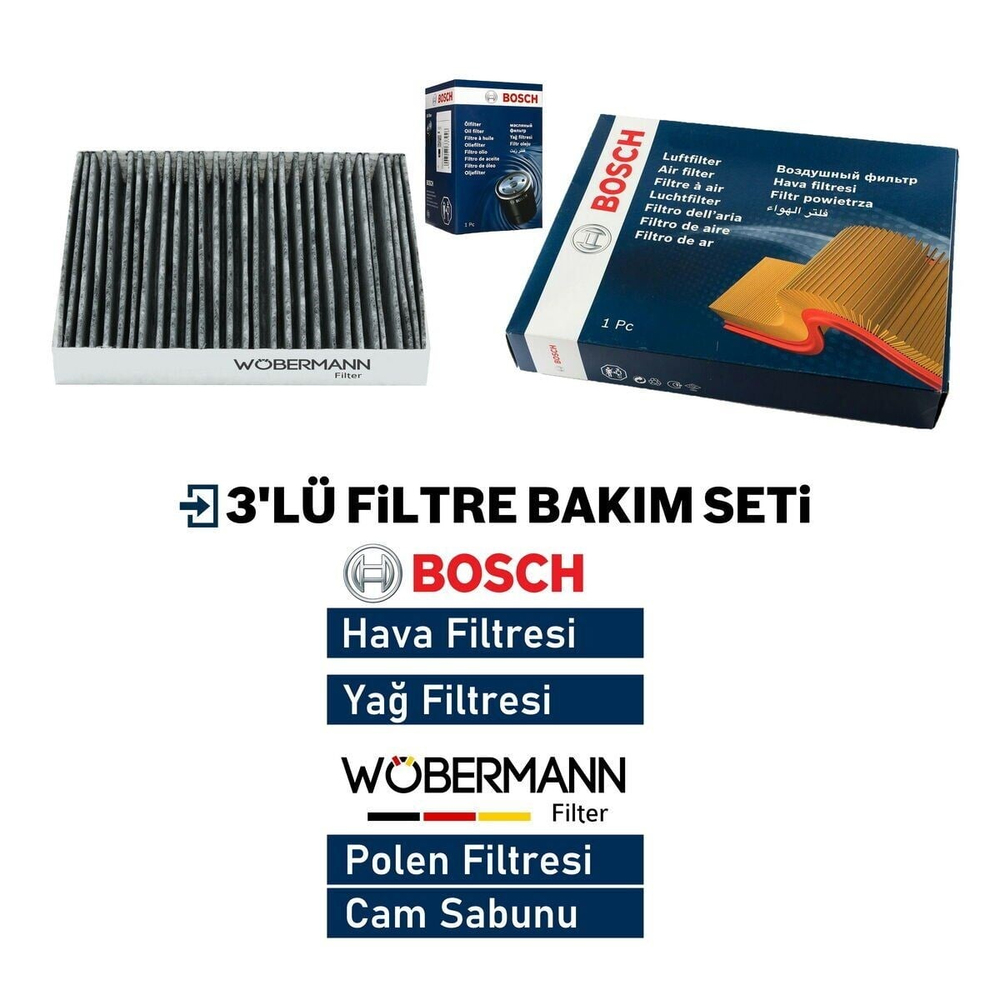 Wöbermann+Bosch Skoda Fabia 1.6 Tdi Filtre Bakım Seti 2010-2013 3KP CAY-CLN