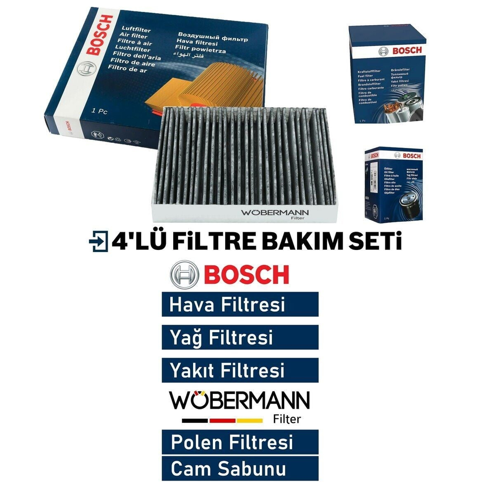 Wöbermann+Bosch Volvo V40 1.6 Benzin Filtre Bakım Seti 2012-2013 4KP