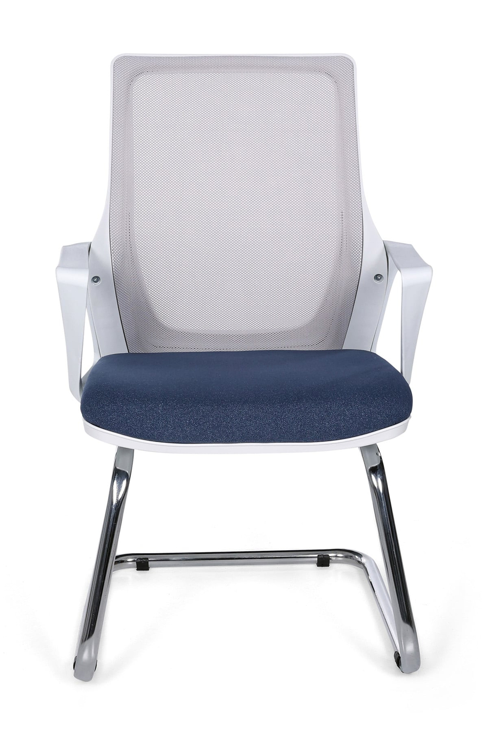 Ofisbazaar Alf Beyaz Fileli Misafir Koltuğu | Ergonomik Toplantı ve Bekleme Koltuğu Mavi/Gri