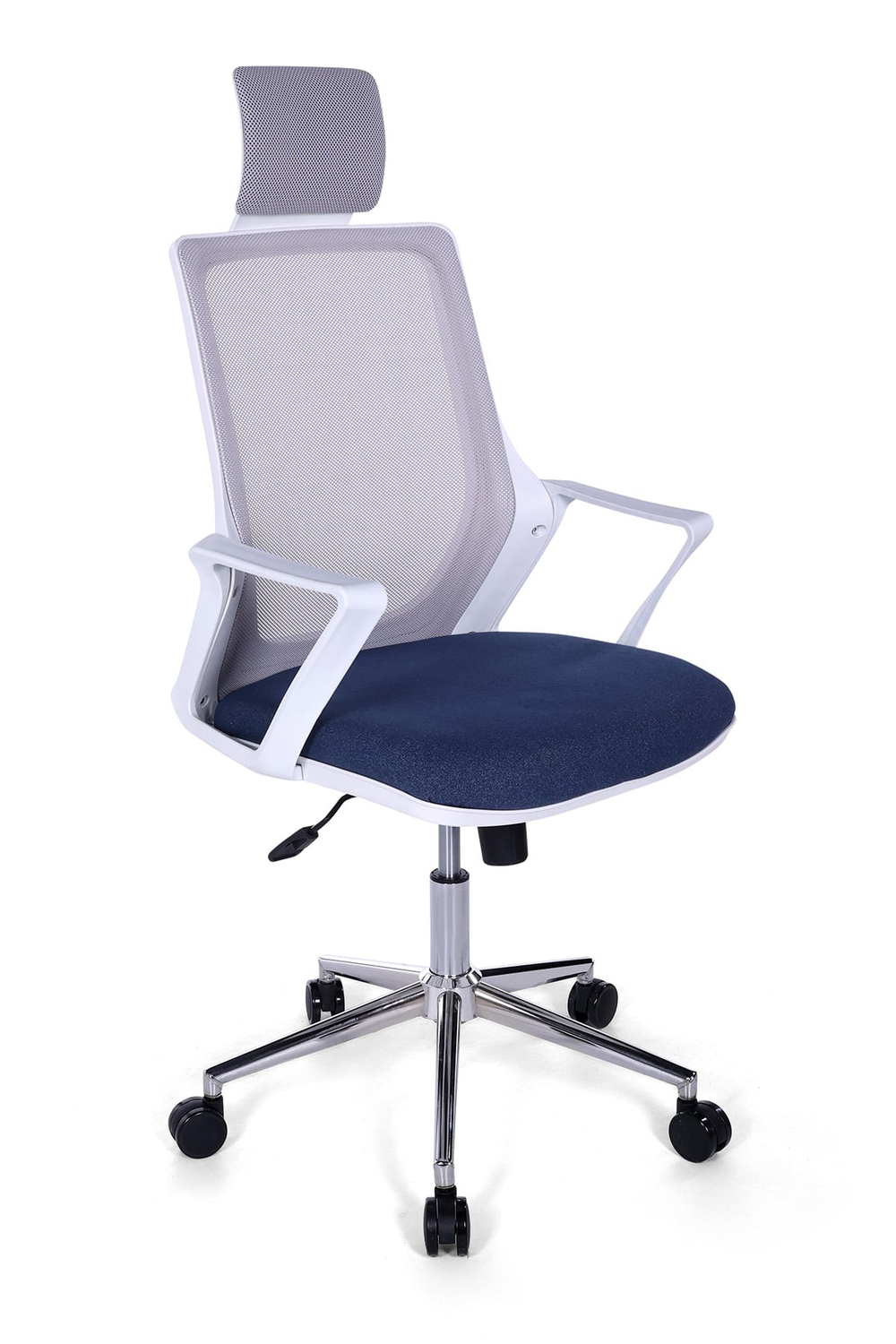 Ofisbazaar Alf Beyaz Fileli Yönetici Koltuğu | Ergonomik Başlıklı Ofis Koltuğu Mavi/Gri