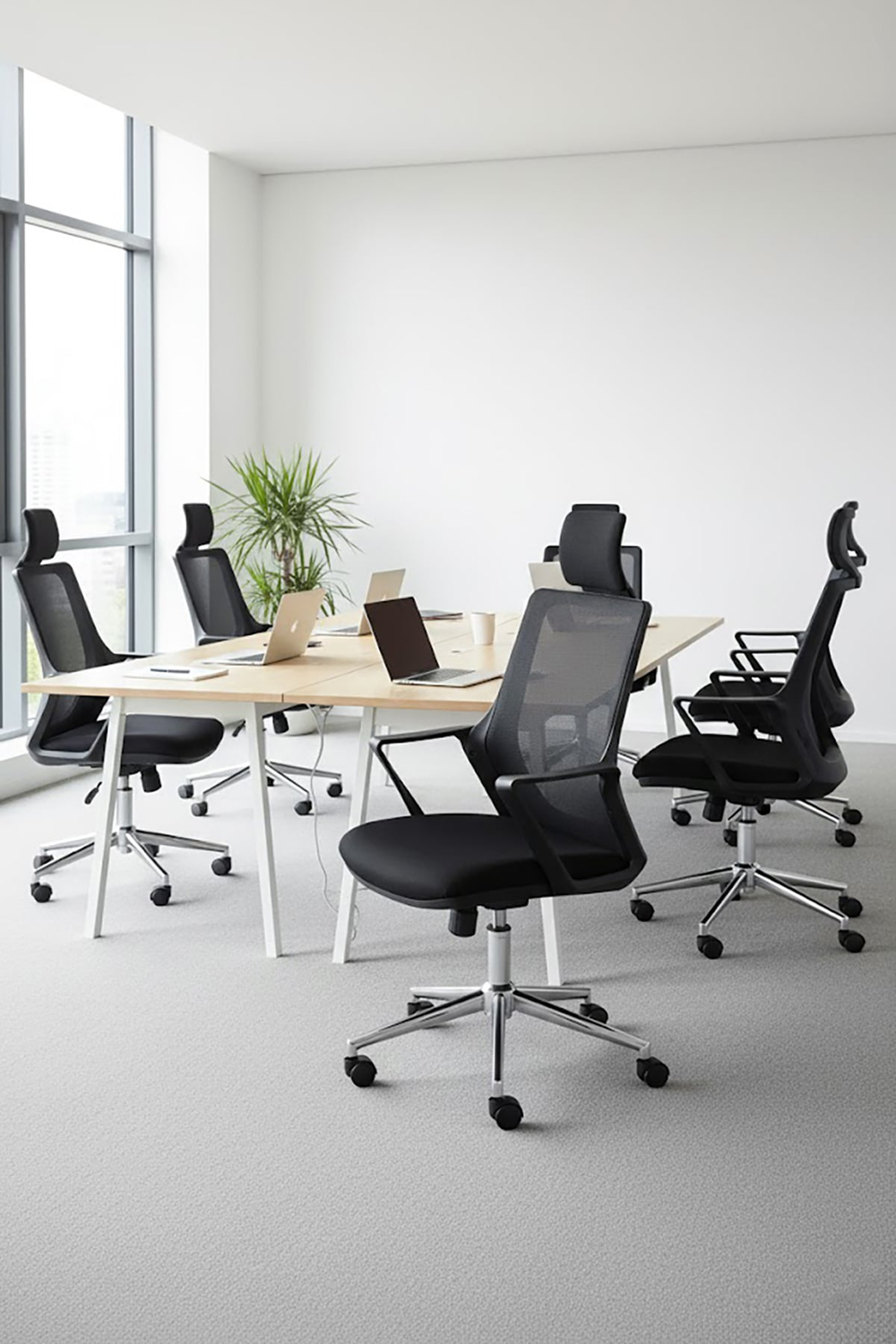 Ofisbazaar Alf Fileli Yönetici Koltuğu | Ergonomik Başlıklı Ofis Koltuğu Siyah Fileli