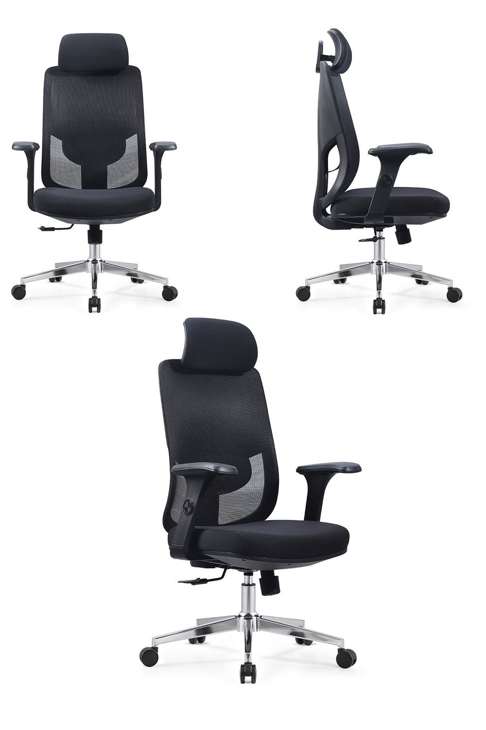 Ofisbazaar Atlas Premium Ergonomik Fileli Yönetici Koltuğu | Başlıklı Ofis ve Çalışma Koltuğu Siyah