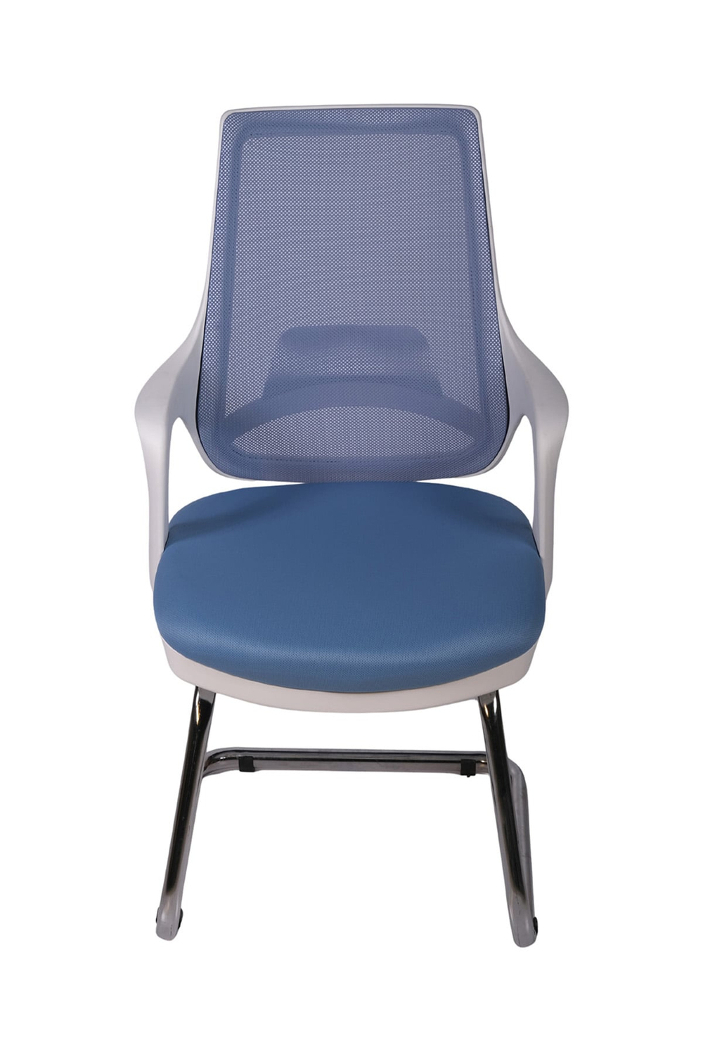 Ofisbazaar Buya Beyaz Fileli Misafir Koltuğu | Ergonomik Toplantı ve Bekleme Koltuğu Açık Mavi