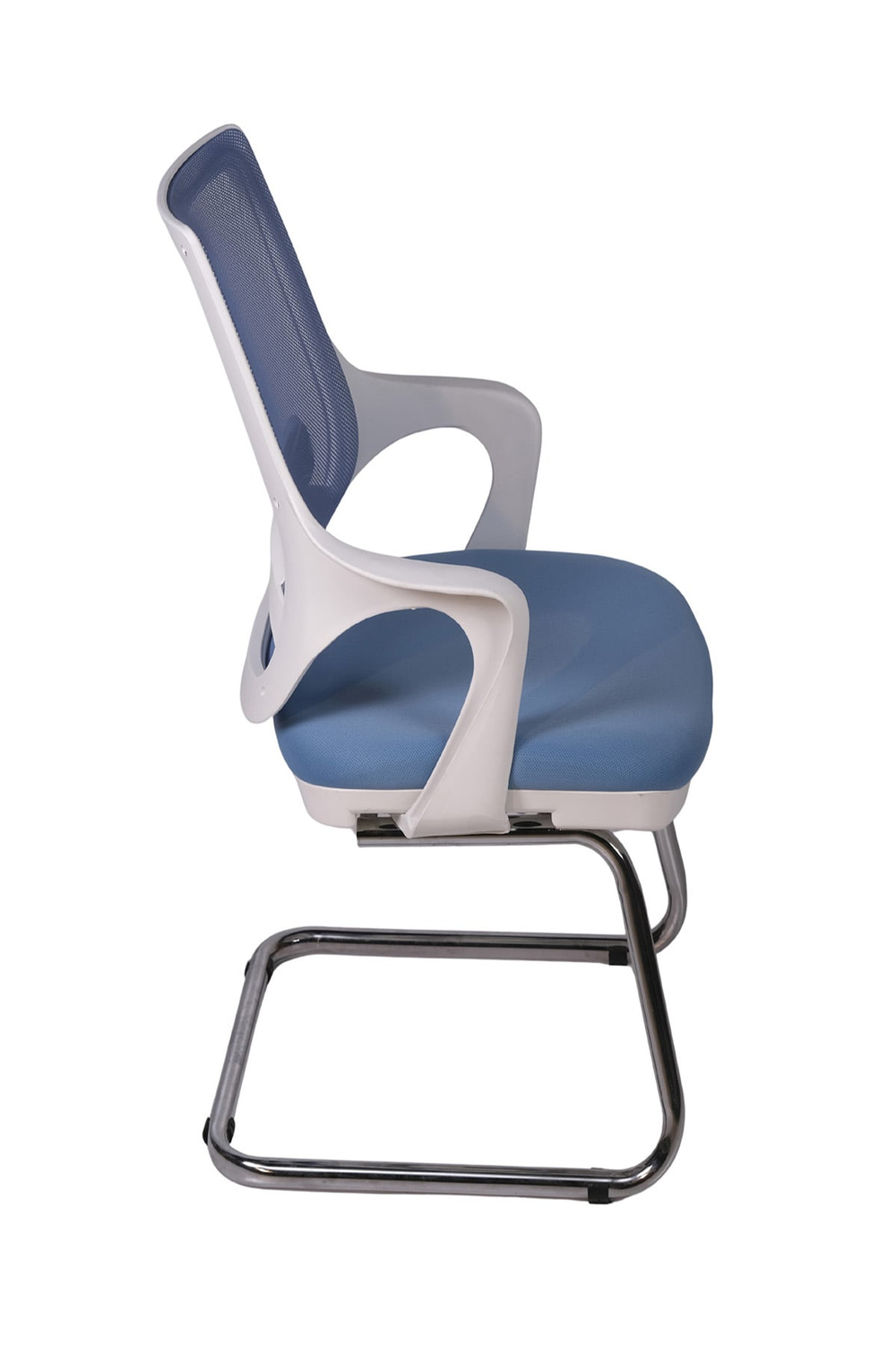 Ofisbazaar Buya Beyaz Fileli Misafir Koltuğu | Ergonomik Toplantı ve Bekleme Koltuğu Açık Mavi