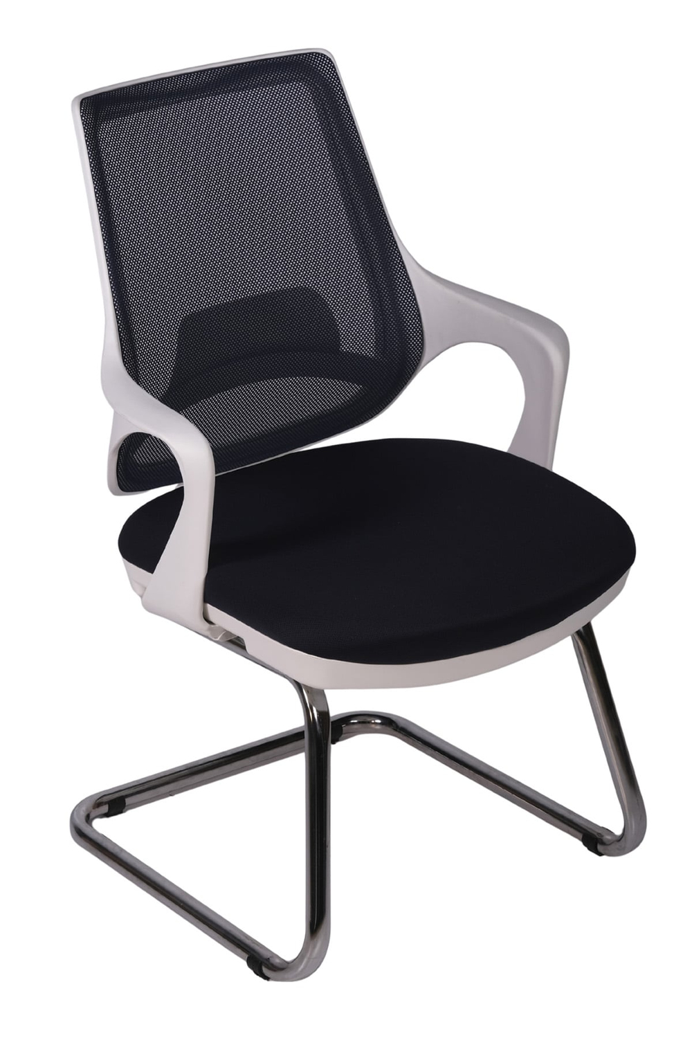 Ofisbazaar Buya Beyaz Fileli Misafir Koltuğu | Ergonomik Toplantı ve Bekleme Koltuğu Siyah Fileli