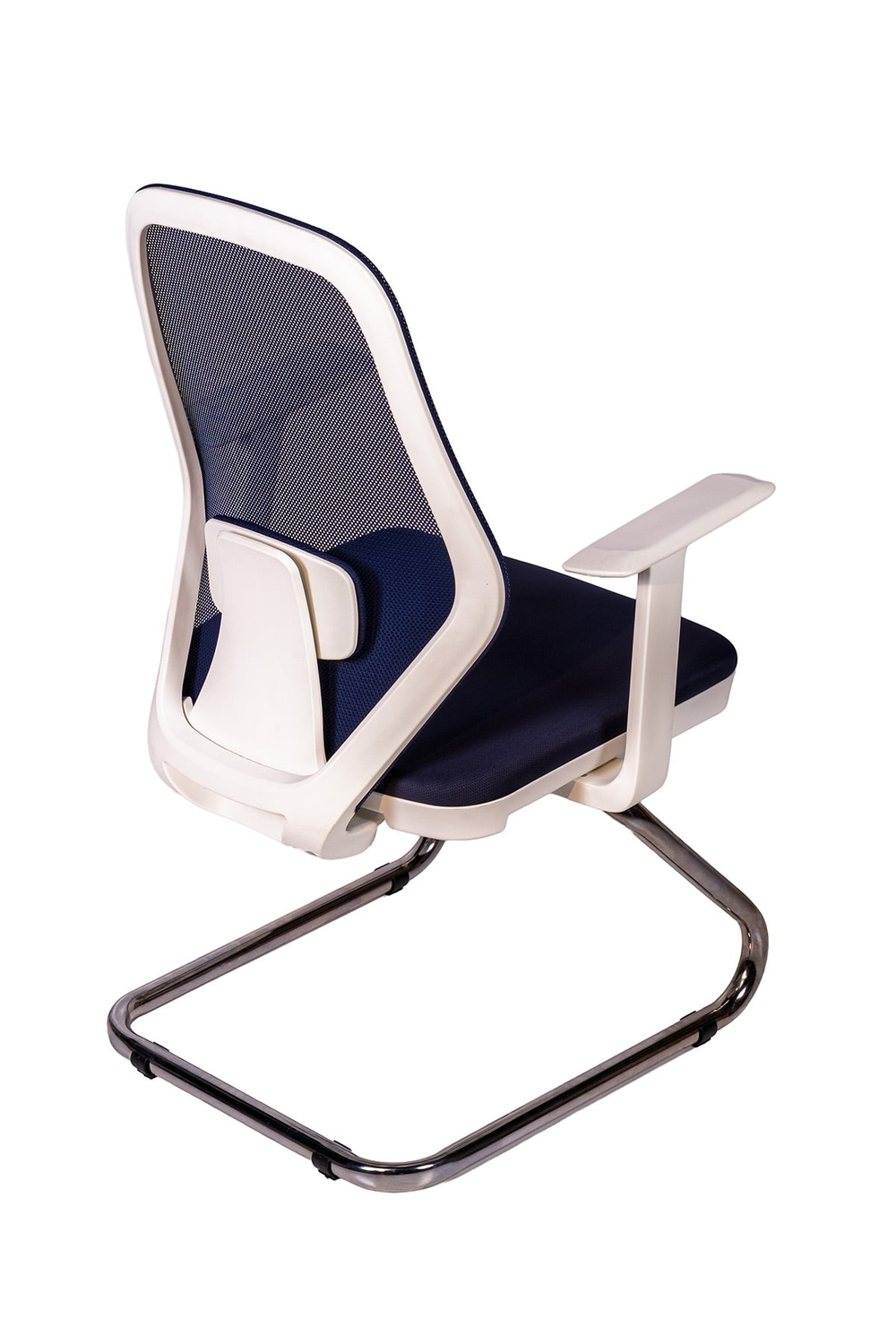 Ofisbazaar Dali Beyaz Fileli Misafir Koltuğu | Ergonomik Toplantı ve Bekleme Koltuğu Lacivert