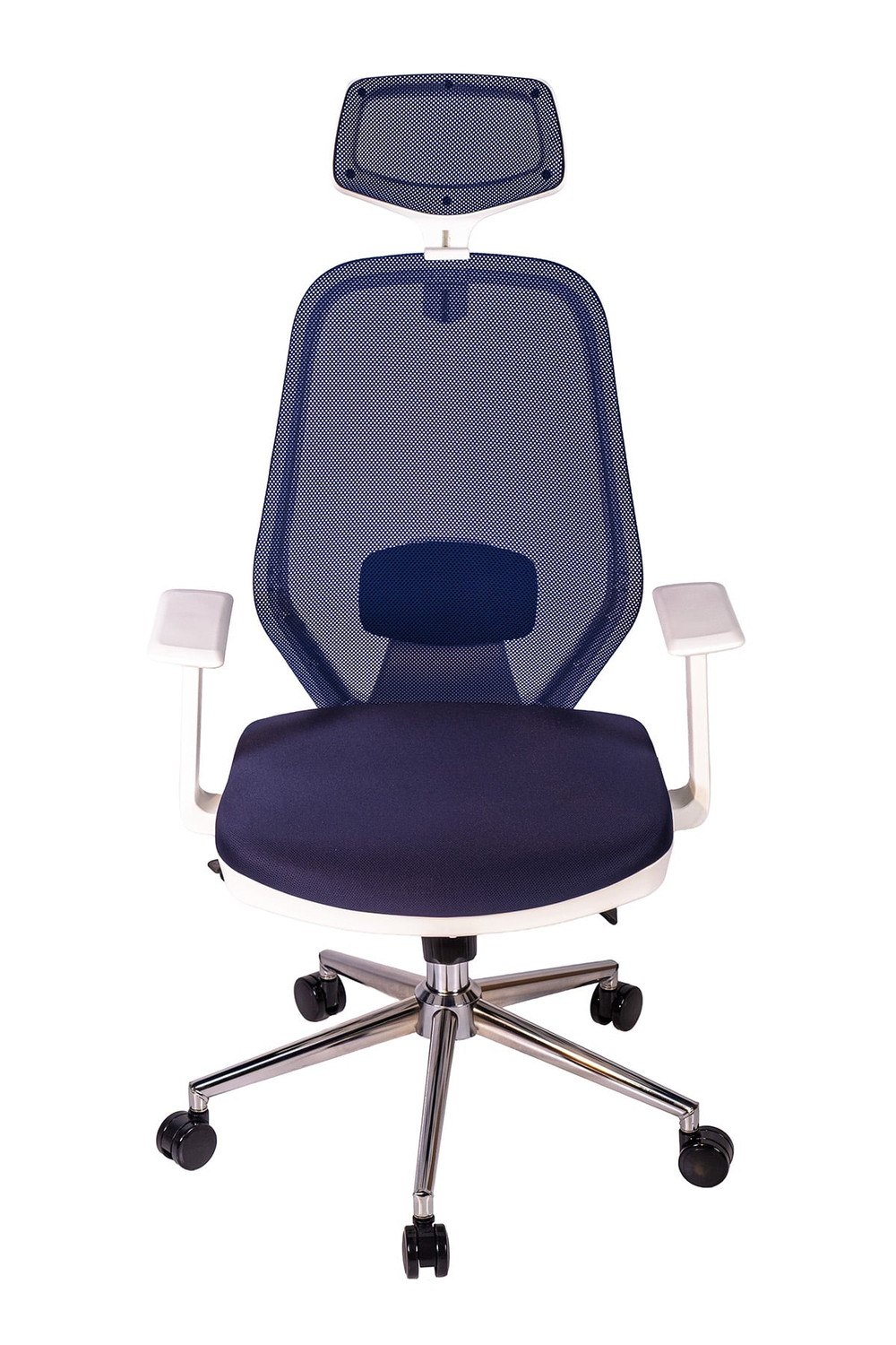 Ofisbazaar Dali Beyaz Fileli Yönetici Koltuğu | Ergonomik Başlıklı Ofis Koltuğu Lacivert