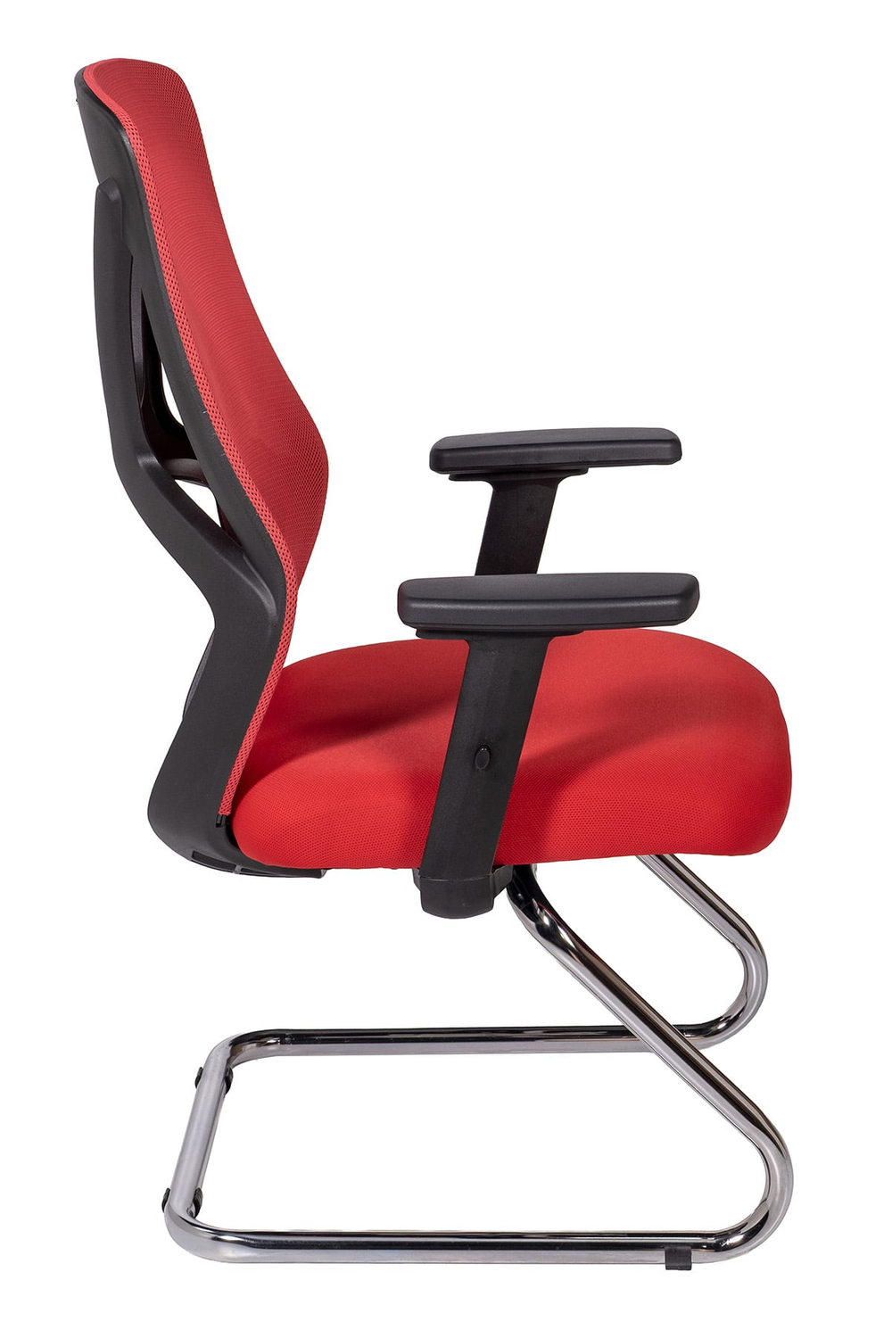 Ofisbazaar Dolphin Siyah Fileli Misafir Koltuğu | Ergonomik Toplantı ve Bekleme Koltuğu Kırmızı