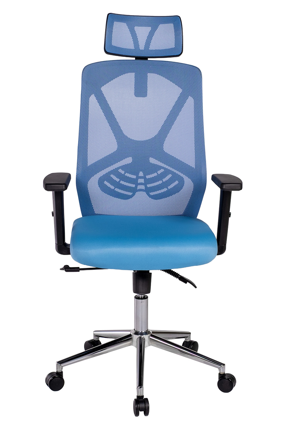 Ofisbazaar Dolphin Siyah Fileli Yönetici Koltuğu | Ergonomik Başlıklı Ofis Koltuğu Açık Mavi