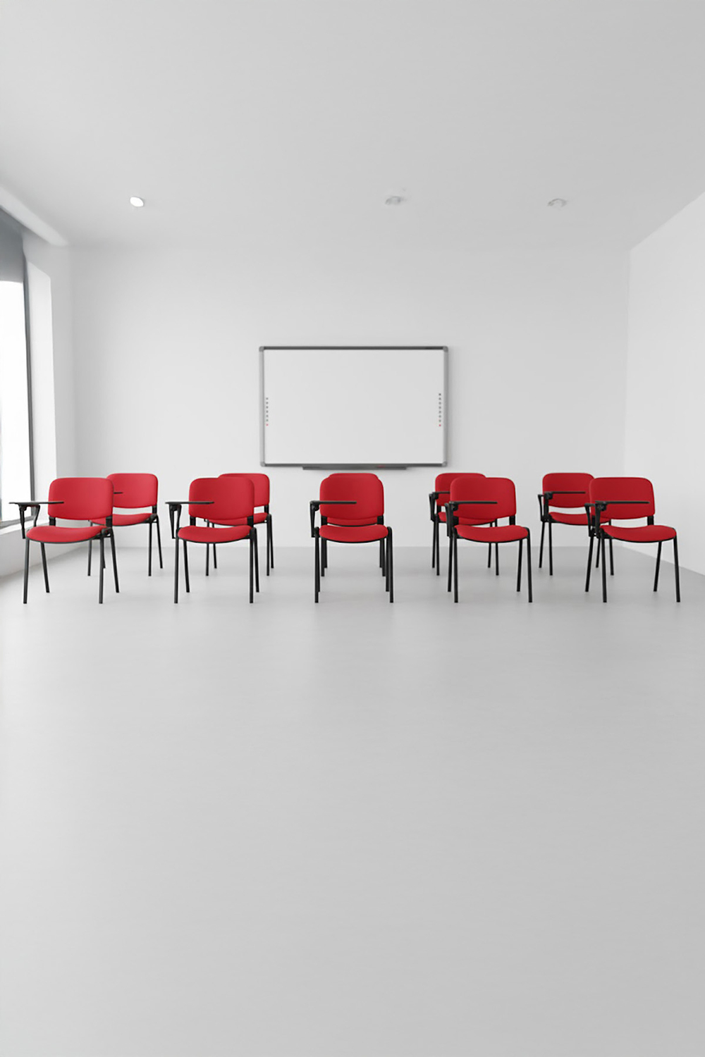 Ofisbazaar Form Yazı Tablalı Kolçaklı Sandalye – Toplantı, Eğitim ve Seminer Koltuğu (Kırmızı Kumaş) Kırmızı