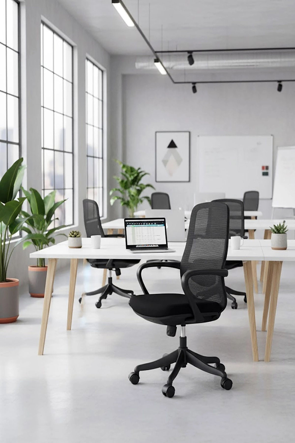 Ofisbazaar Lavander Fileli Çalışma Koltuğu | Ergonomik Şef ve Toplantı Koltuğu Siyah