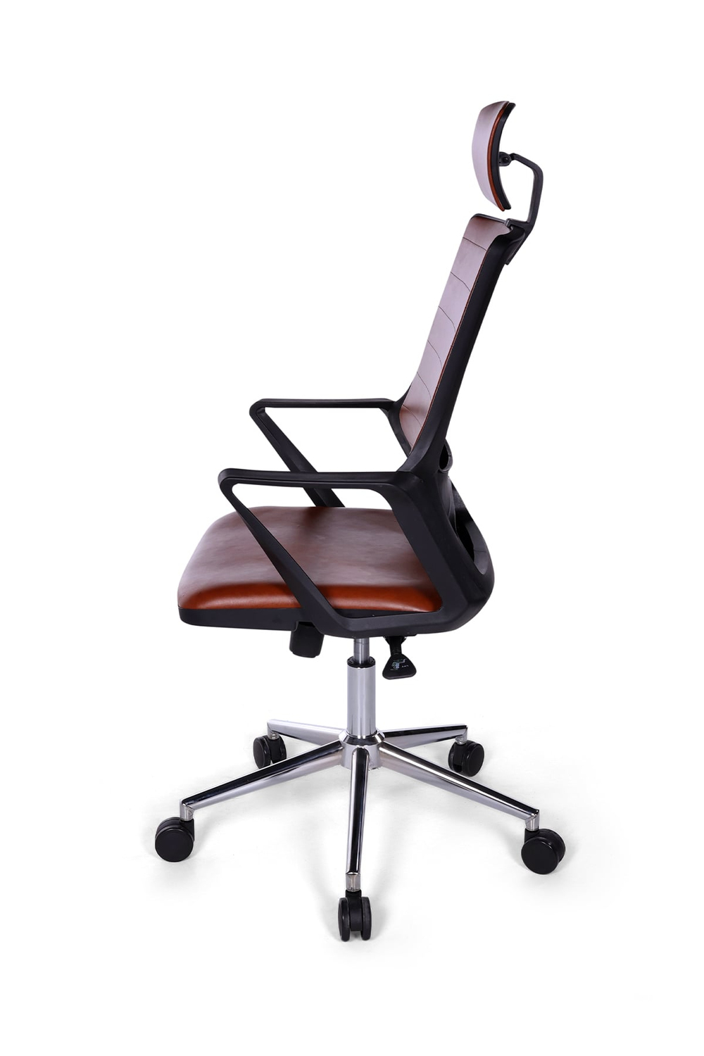 Ofisbazaar Lizz Kahverengi Deri Yönetici Koltuğu | Ergonomik Başlıklı Ofis Koltuğu Kahverengi