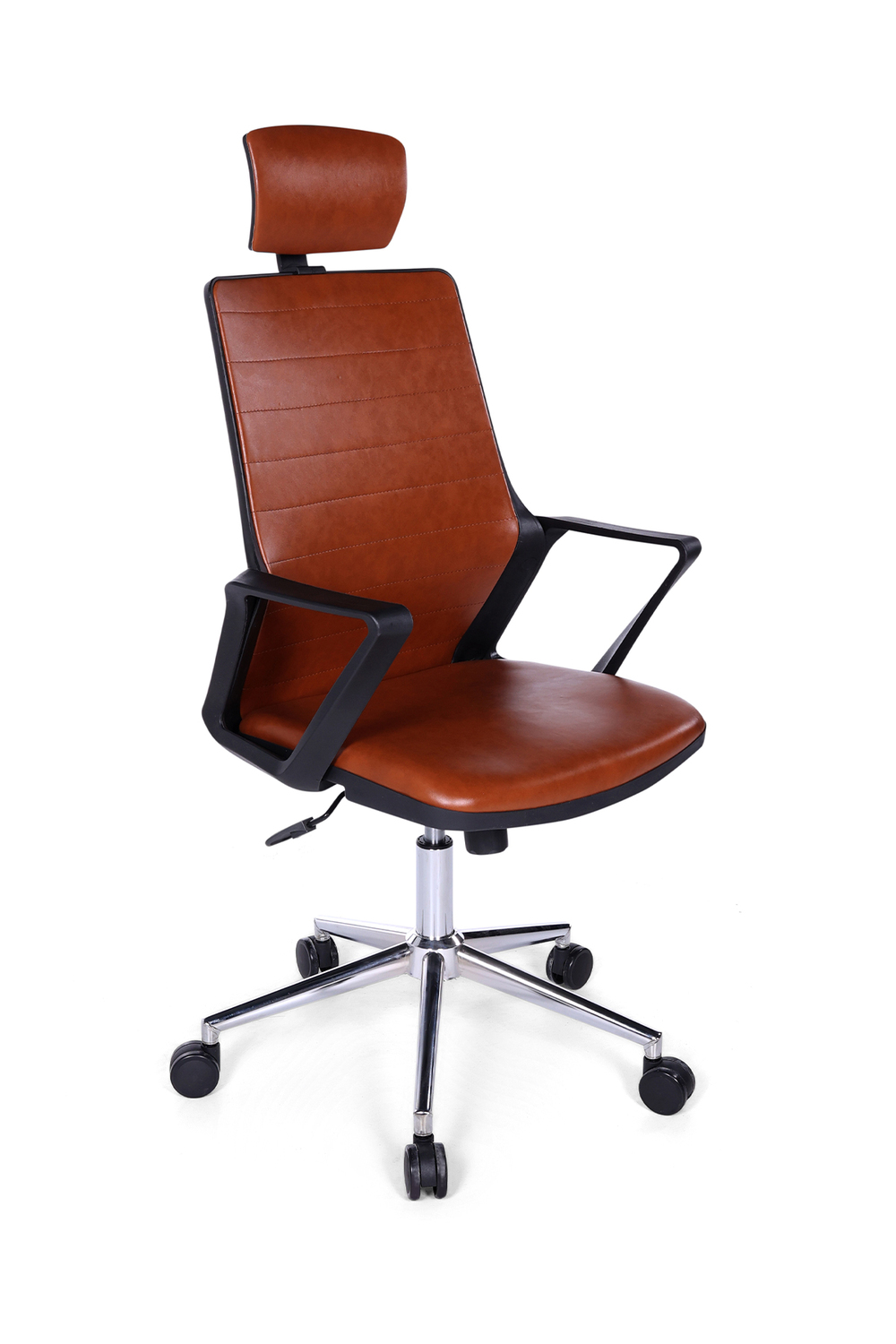 Ofisbazaar Lizz Kahverengi Deri Yönetici Koltuğu | Ergonomik Başlıklı Ofis Koltuğu Kahverengi