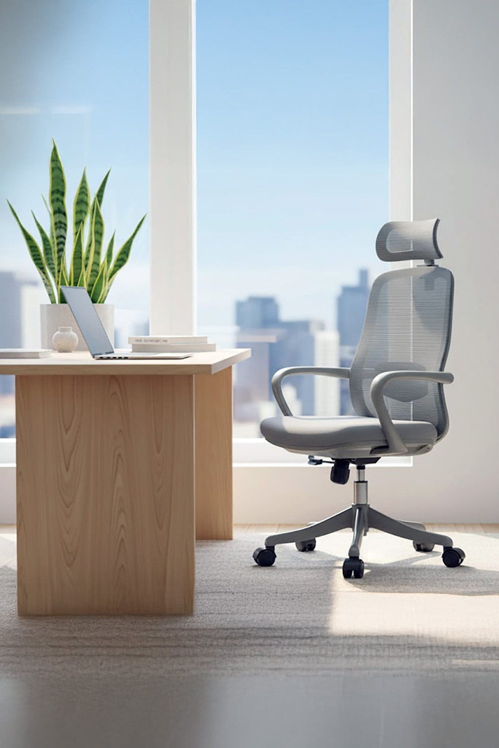 Ofisbazaar Rose Manager Ergonomik Fileli Yönetici Koltuğu | Ergonomik Başlıklı Ofis Koltuğu Gri