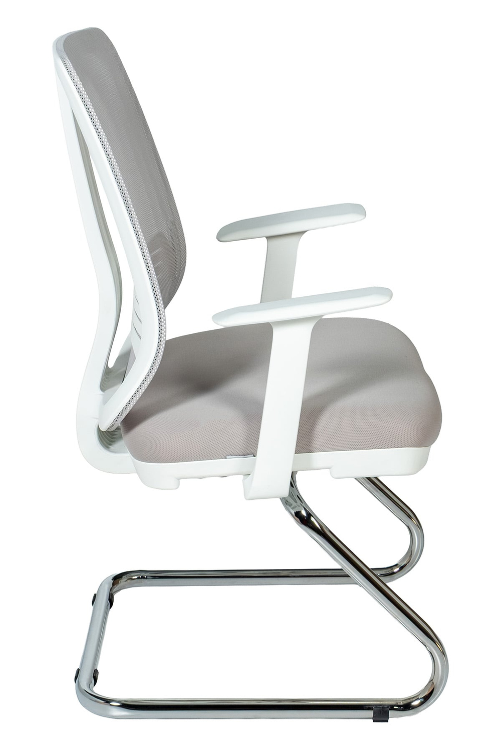 Ofisbazaar UP Beyaz Fileli Misafir Koltuğu | Ergonomik Toplantı ve Bekleme Koltuğu Gri 