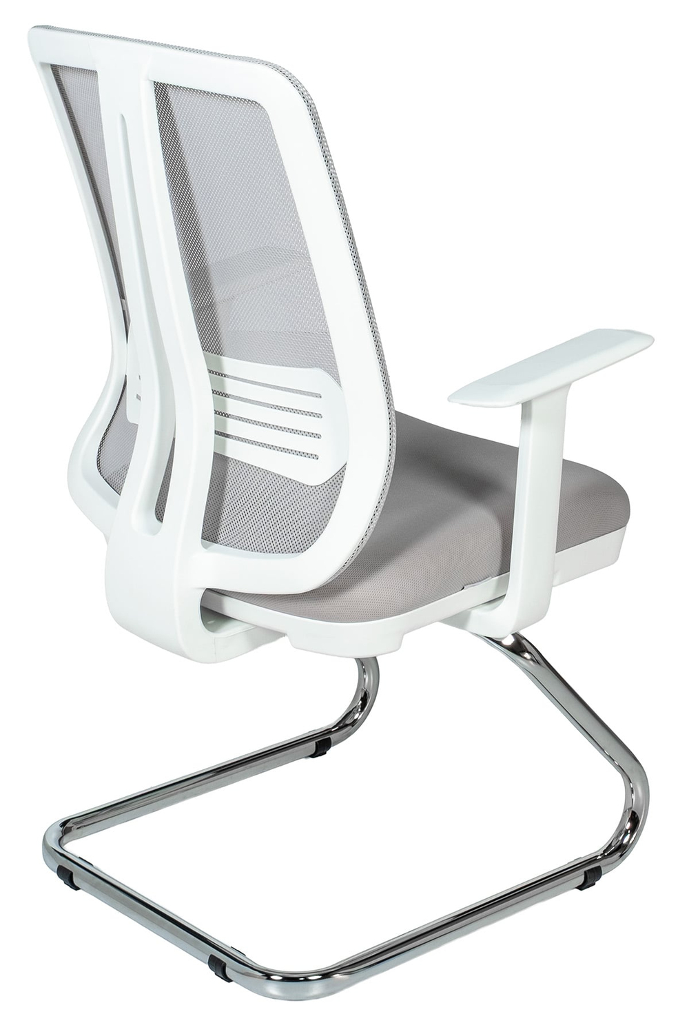 Ofisbazaar UP Beyaz Fileli Misafir Koltuğu | Ergonomik Toplantı ve Bekleme Koltuğu Gri 