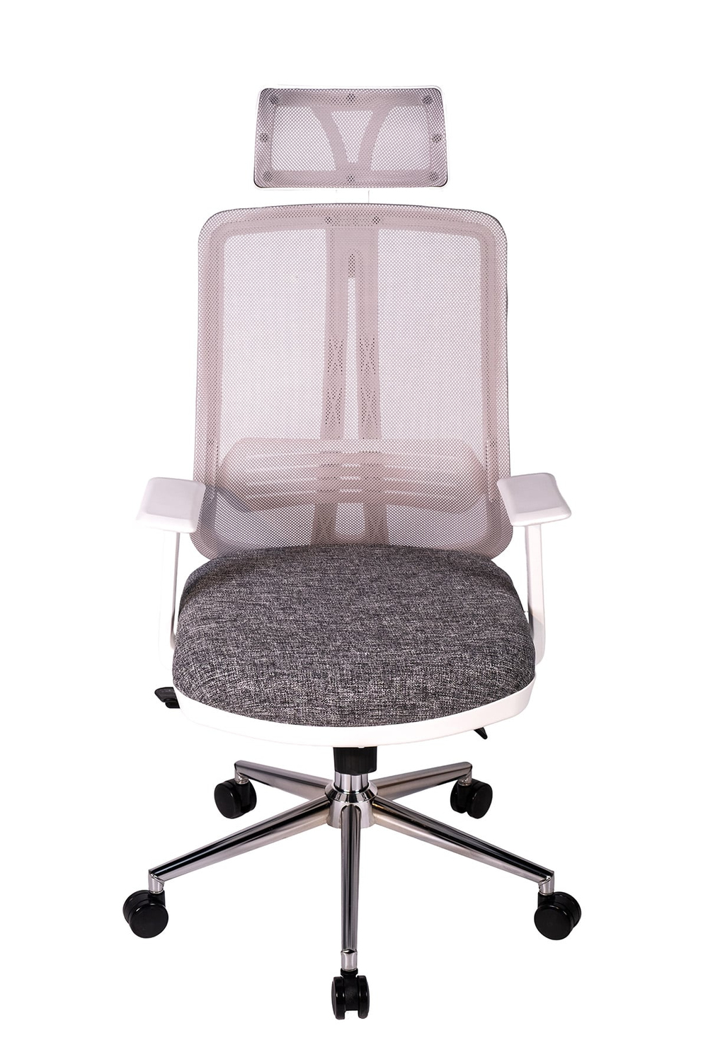 Ofisbazaar UP Beyaz Fileli Yönetici Koltuğu | Ergonomik Başlıklı Ofis Koltuğu Desenli Gri
