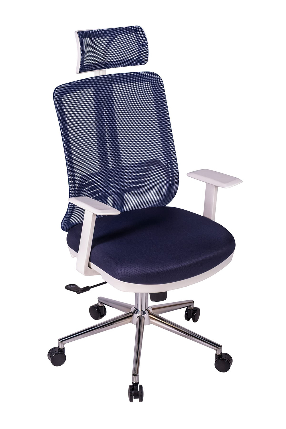 Ofisbazaar UP Beyaz Fileli Yönetici Koltuğu | Ergonomik Başlıklı Ofis Koltuğu Lacivert