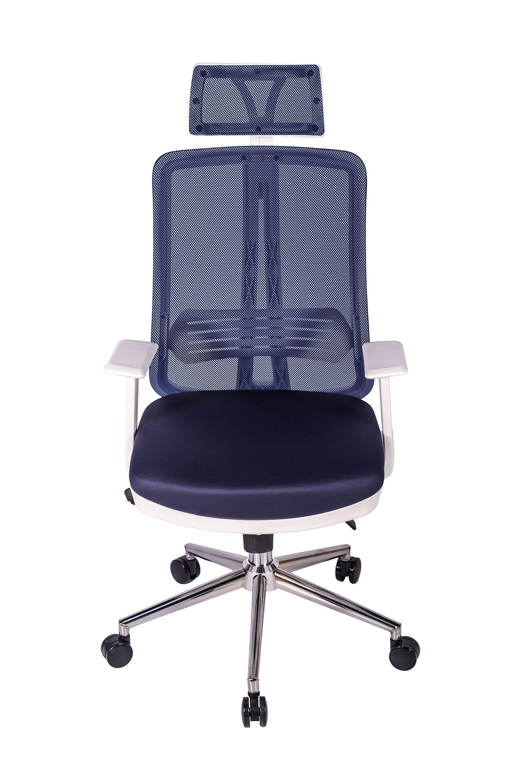 Ofisbazaar UP Beyaz Fileli Yönetici Koltuğu | Ergonomik Başlıklı Ofis Koltuğu Lacivert