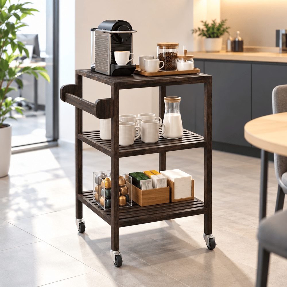 Ahşap Servis Arabası,520x520x850 mm, Espresso