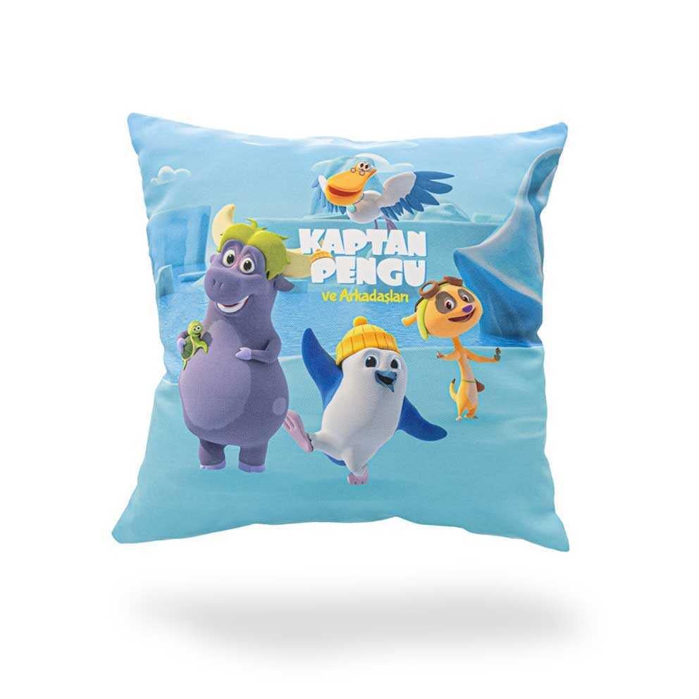 Kaptan Pengu Kırlent Kılıfı - Mavi Buzul