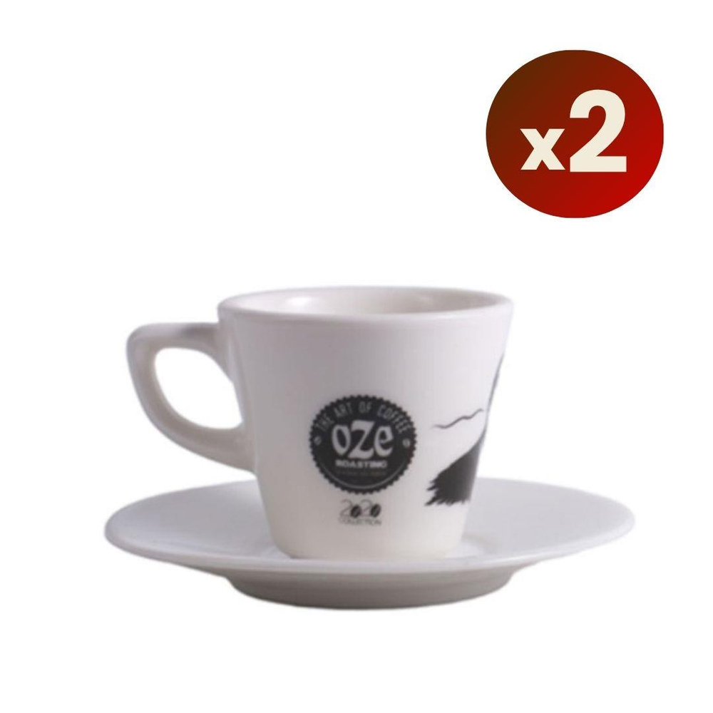 Oze® Collection Porselen Espresso Fincanı (Tabaklı) - 2li Set 