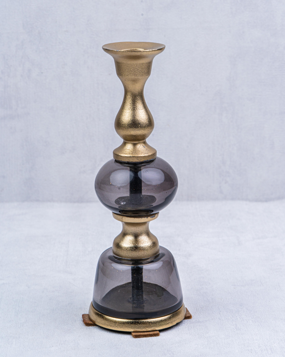 DekuvaBLACK CHROME SMALL TRAPER CANDLE HOLDERLAMEDORE 1XP-223530BC