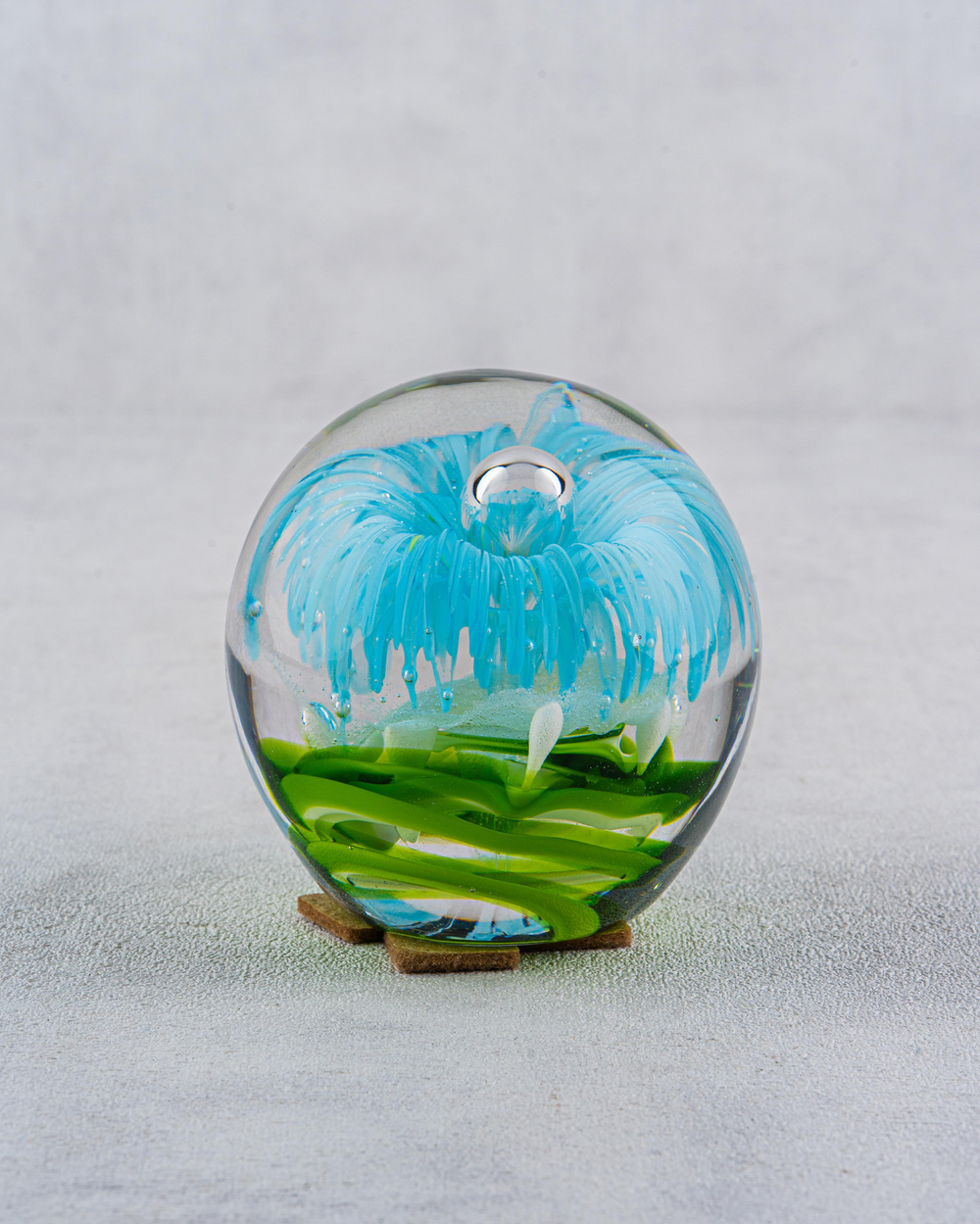 DekuvaPEARL BLUE GREEN GLASS DECORLAMEDORE 1ZB-2244