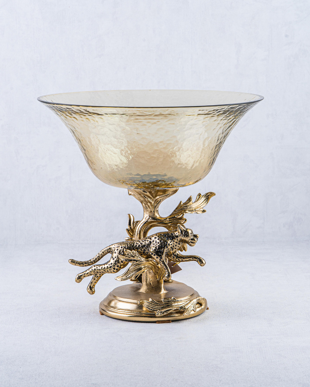 DekuvaRUSTIC GOLD AND OMBRE BROWN GLASS PLATEGÜVEN BG-39