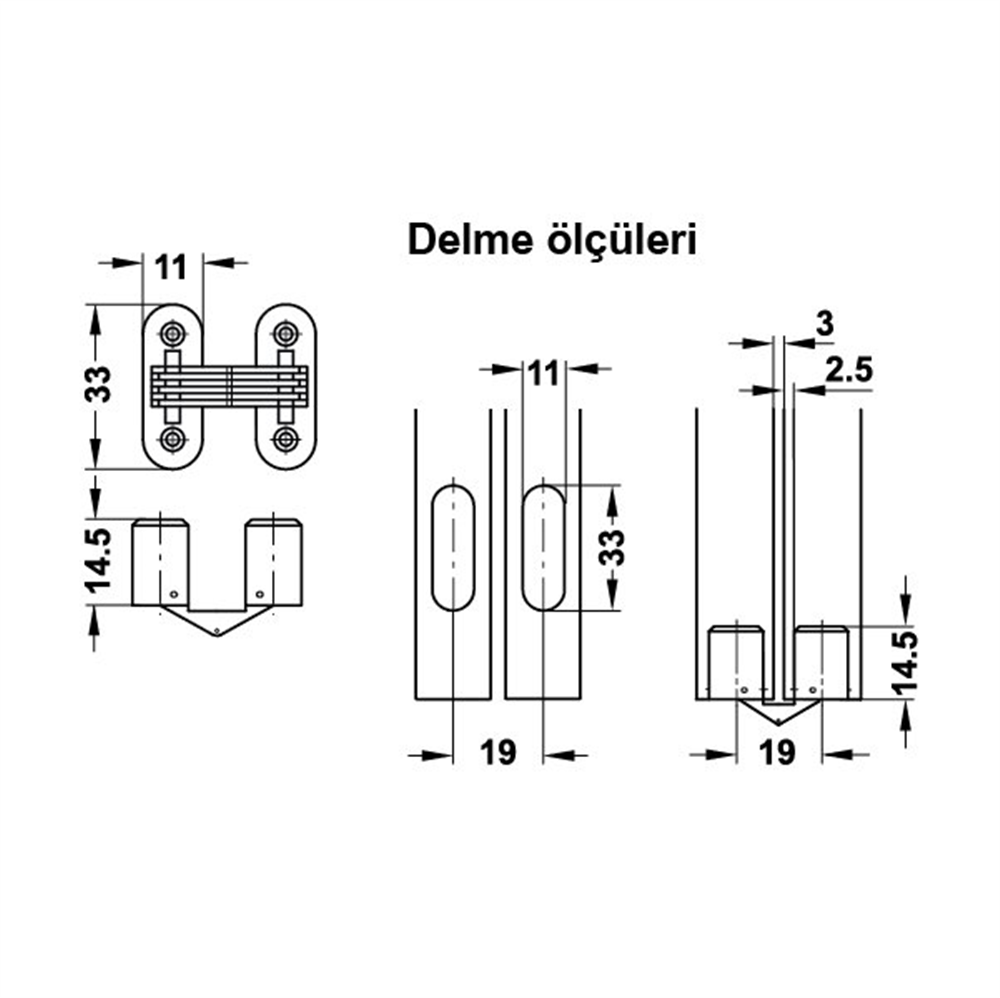 COEN Gizli ment. beyaz/galvaniz 11x33mm