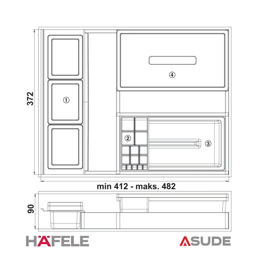 COSY Çekmece org., 412/482 mm, beyaz