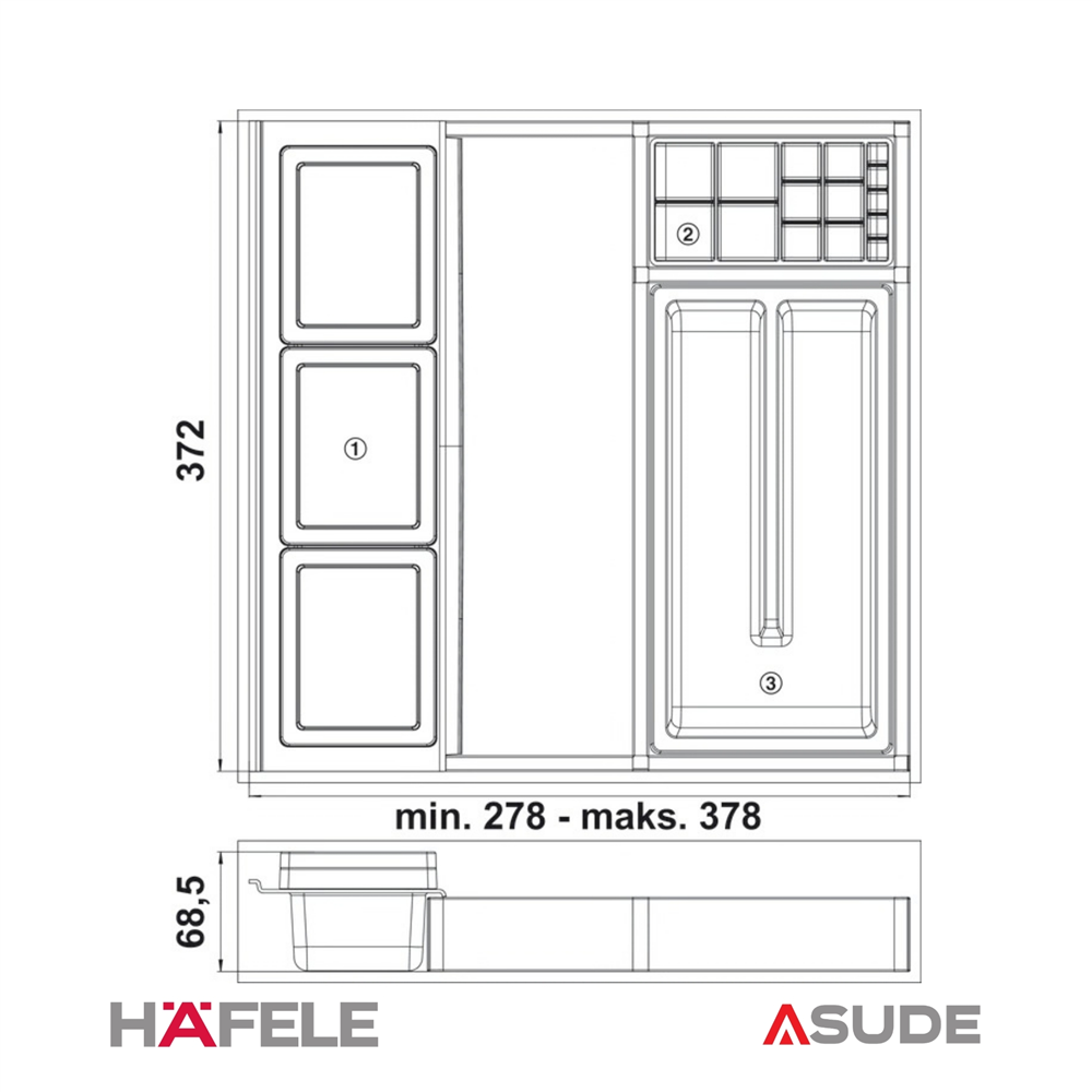 COSY Çekmece org., 412/482 mm, beyaz