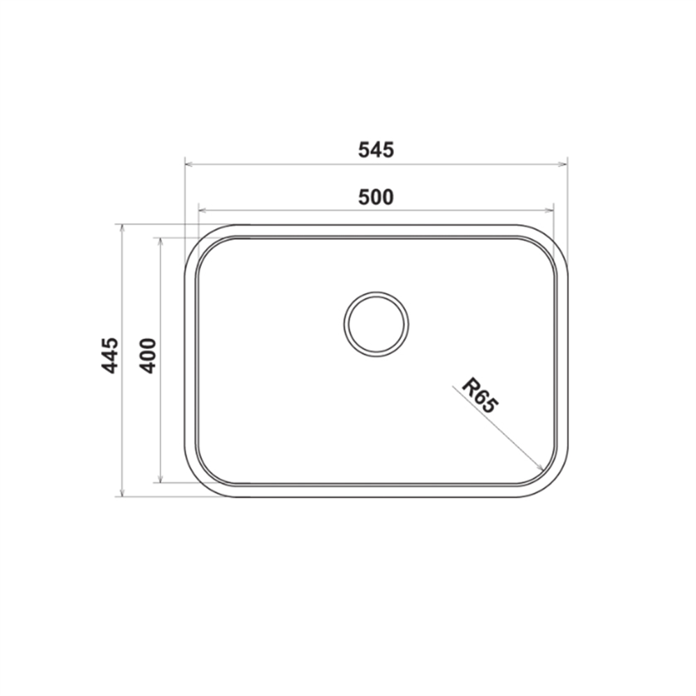 ENNA04 Eviye, tezg.altı,545x445mm,parlak