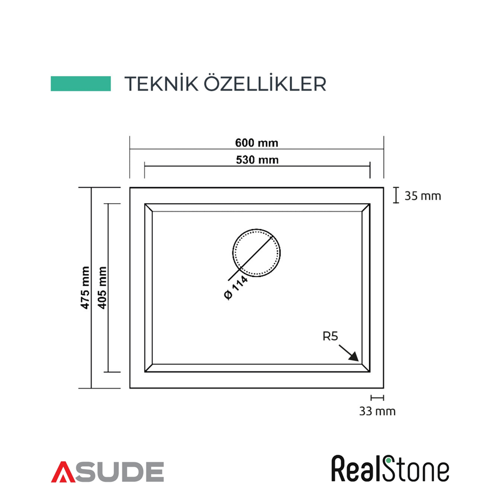 Realstone K012 Gordion Granit Evye 600*475 mm Beyaz