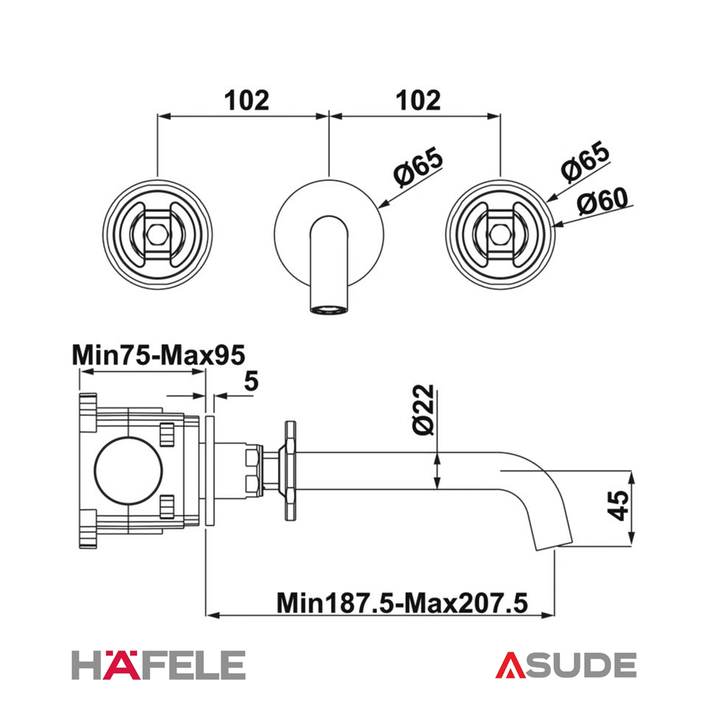 LOFT Ankastre lavabo bataryası,mat altın