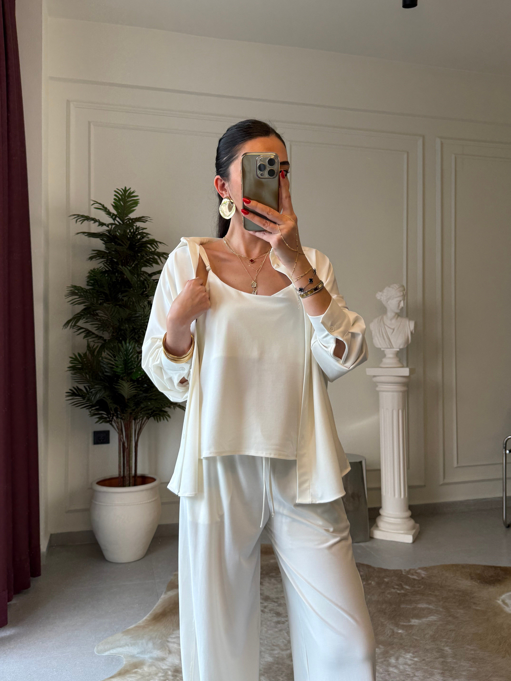 Beyaz Örme Modal Üçlü Takım 