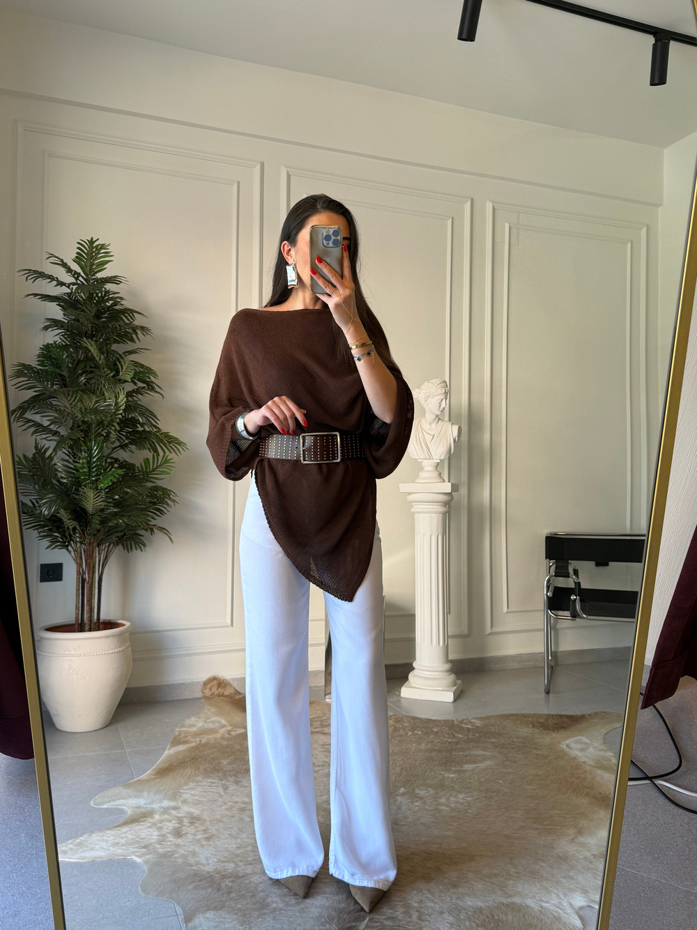 Beyaz Straight Denim Pantolon