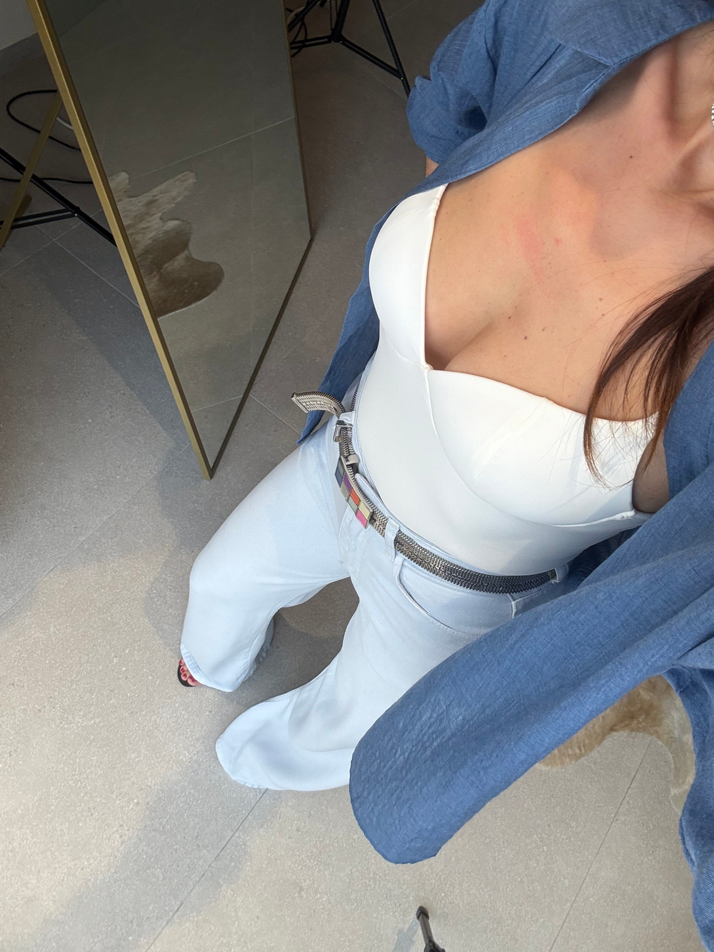 Buz Mavi Straight Denim Pantolon