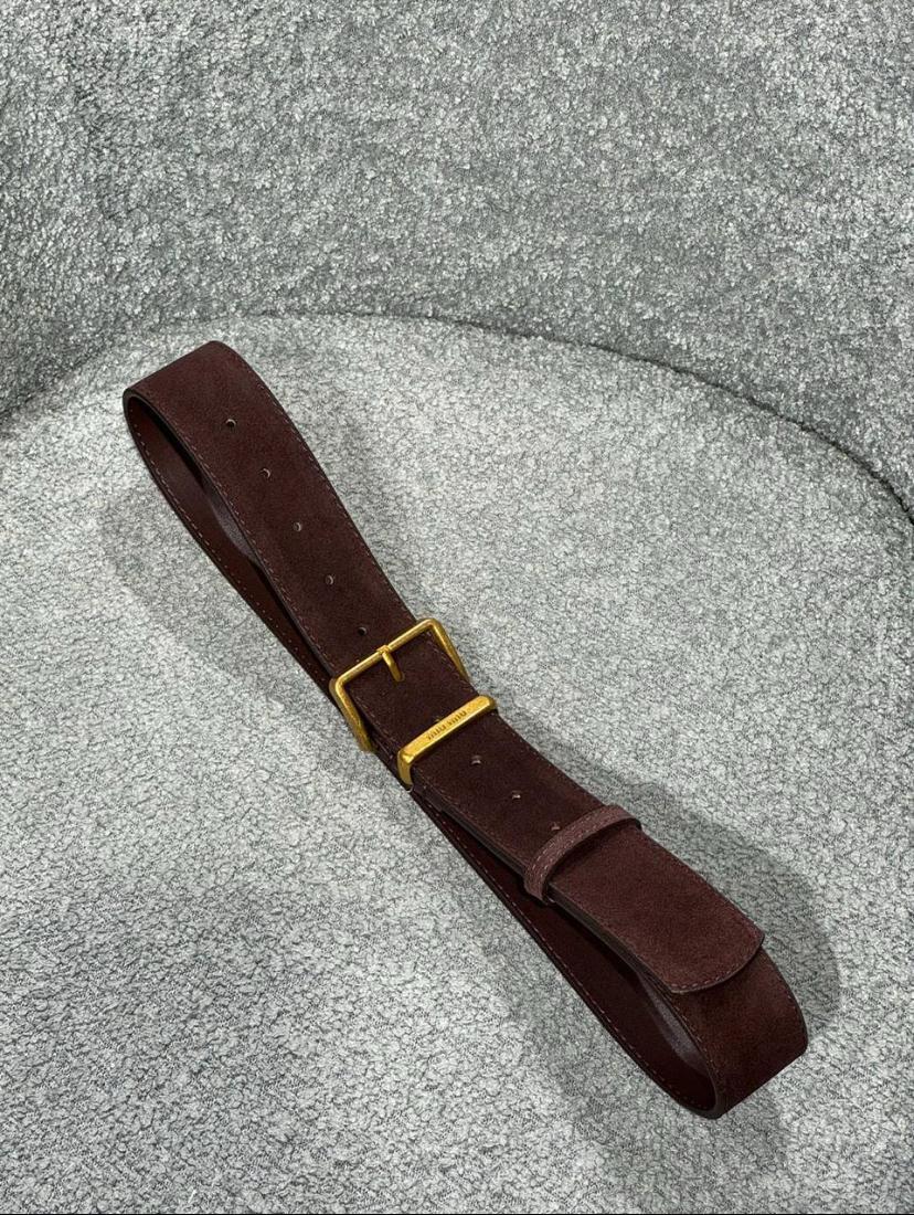 Miu Acı Kahve Gold Tokalı Süet Kemer