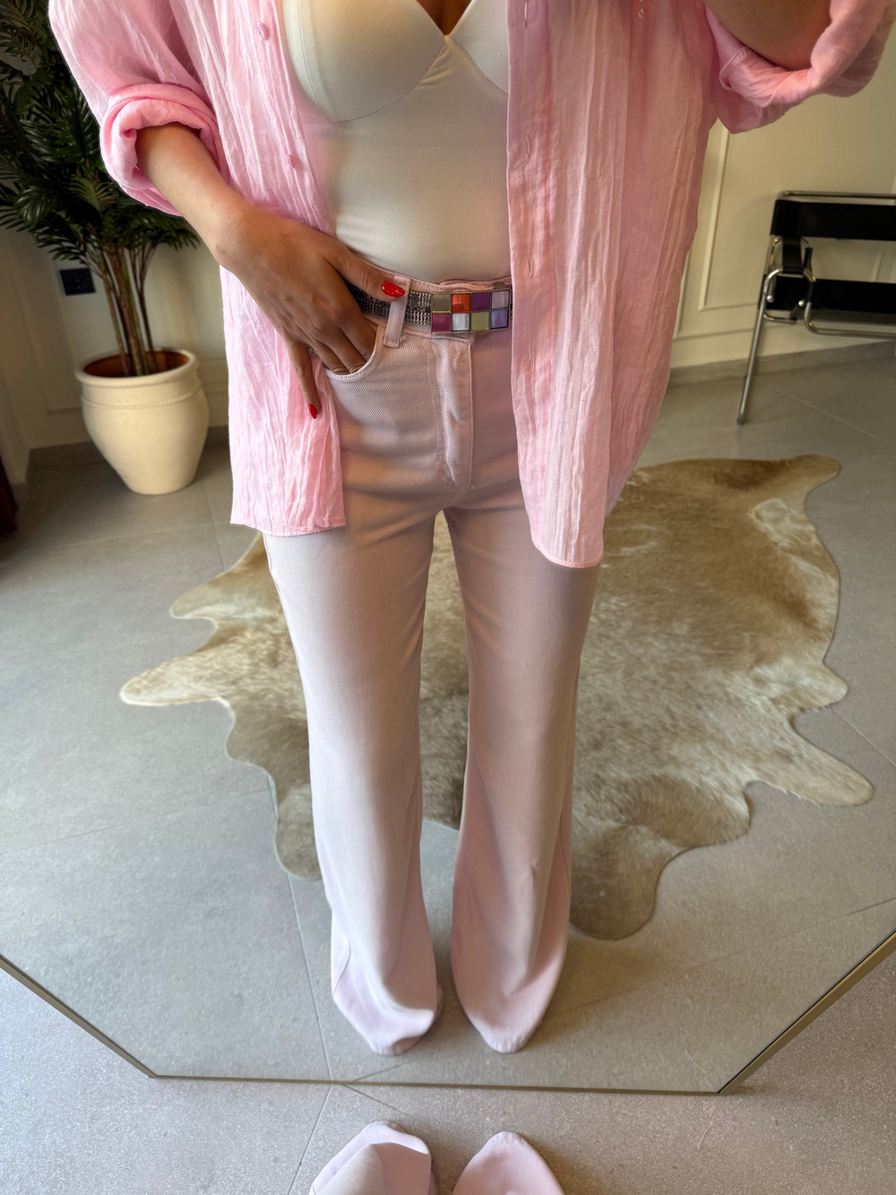 Pembe Straıght Denim Pantolon